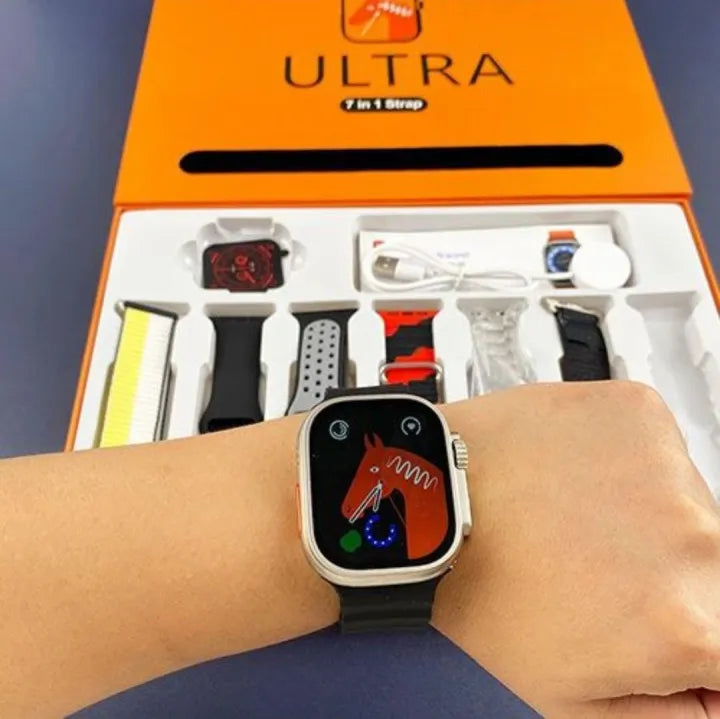 7 in 1 Watch with Airbuds | 7 Interchangeable Straps | Bluetooth Calling | Full Touch HD Display | Sports Fitness Watch for Men & Women