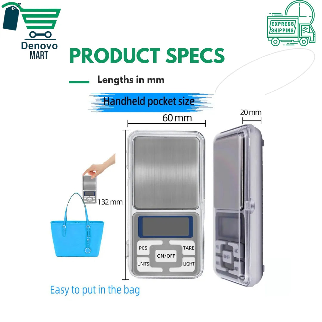 Digital Pocket Weight Scale 500 Gram x 0.01 Gram Scale use for Gold, Jewelry, and kitchen purposes