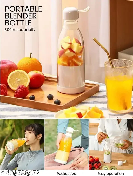 USB Rechargeable Juicer Blender 6-Blade Portable Personal Blender 380ml Food Grade Bottle, Mini Electric Mixer for Fruits & Smoothies, Double-Click Start by Bee To Door