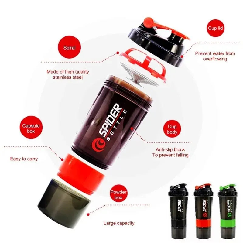 SPIDER BOTTLE Gym Shaker/Water Bottles for Gym PROTEIN & MULTI PURPOSE SHAKER Bottle 500ml