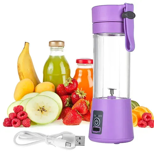 USB Rechargeable Juicer Blender 6-Blade Portable Personal Blender 380ml Food Grade Bottle, Mini Electric Mixer for Fruits & Smoothies, Double-Click Start by Bee To Door