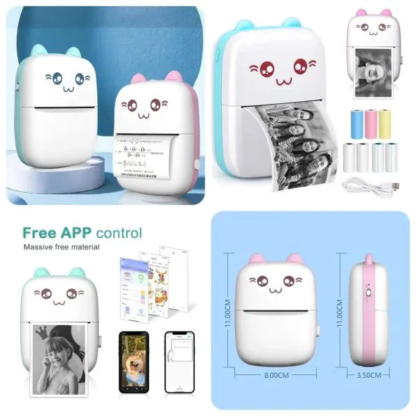Mini Thermal Printer – Pocket-Sized, USB Rechargeable, Portable Printer (Random Color)