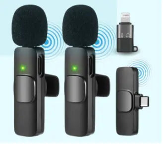 FunBug K8, K9, K35 Wireless Microphone Collar Mic for Mobile Phone Camera Youtube Audio Video Recording Shooting Vlogging, Live Streaming ~ Dual & Single Noise Cancellation Reduction Portable Lavalier Cordless Mic for Android Type C, Lighting Port