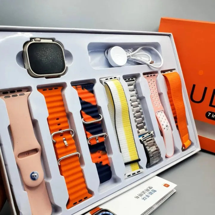 7 in 1 Watch with Airbuds | 7 Interchangeable Straps | Bluetooth Calling | Full Touch HD Display | Sports Fitness Watch for Men & Women