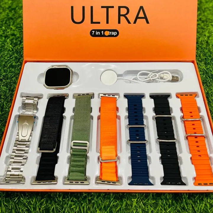7 in 1 Watch with Airbuds | 7 Interchangeable Straps | Bluetooth Calling | Full Touch HD Display | Sports Fitness Watch for Men & Women