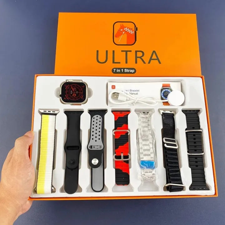 7 in 1 Watch with Airbuds | 7 Interchangeable Straps | Bluetooth Calling | Full Touch HD Display | Sports Fitness Watch for Men & Women